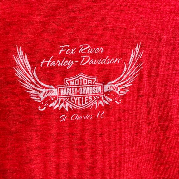 Harley-Davidson St Charles IL Gemstone Embellished  Long Sleeve T-Shirt V-Neck S - Picture 8 of 10